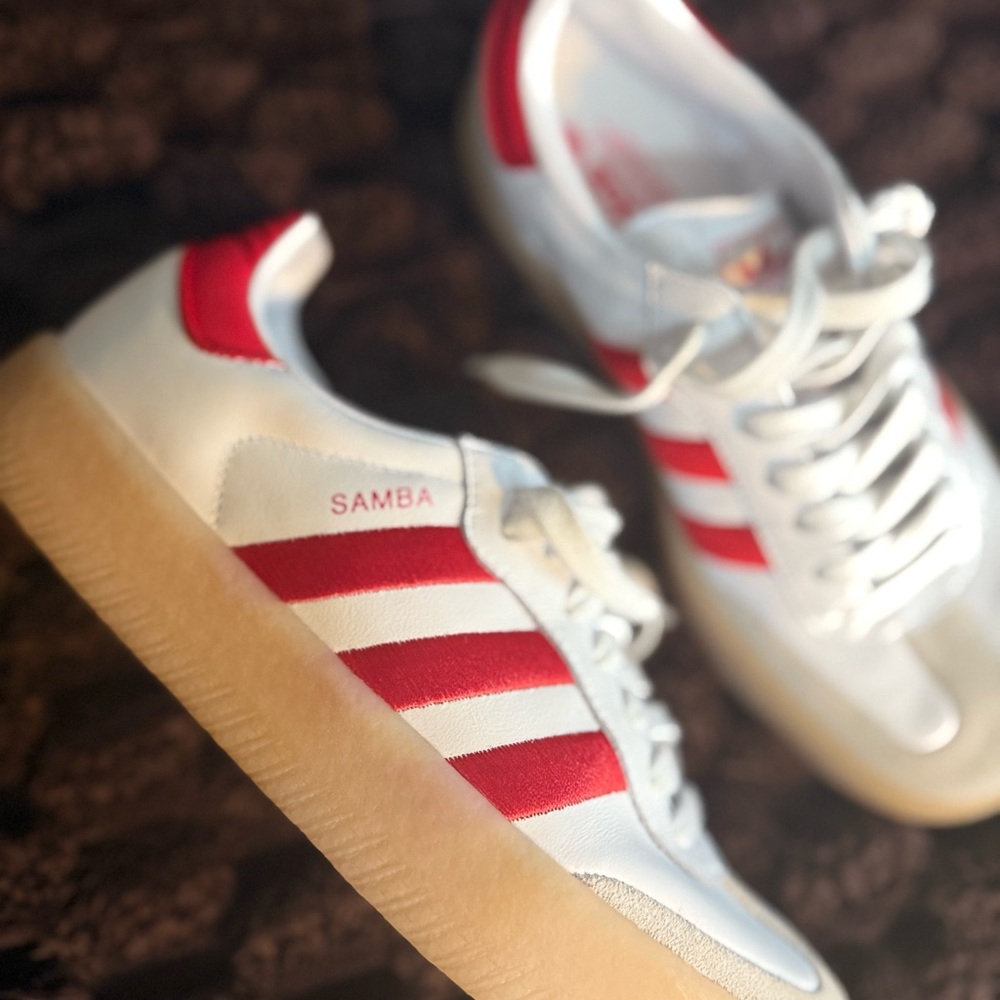 Adidas Samba White and Red Trainers